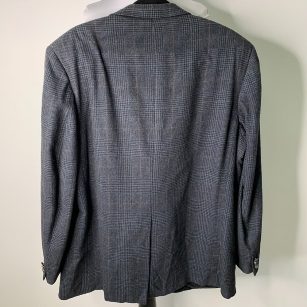 Vintage Burberrys Men's Blue Plaid 100% Camel Hair Sports Coat Blazer Jacket - Picture 9 of 13